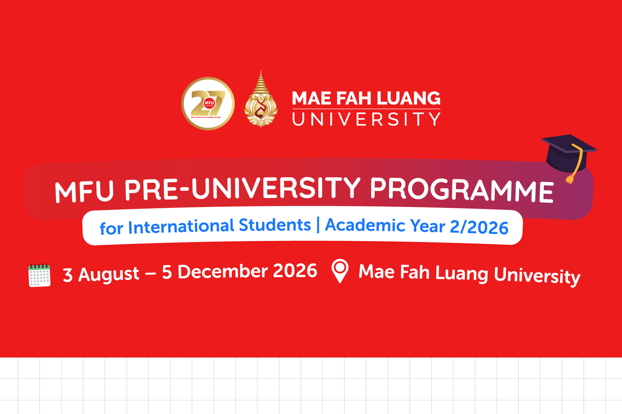 MFU Pre-University Programme for International Students (2-2026)