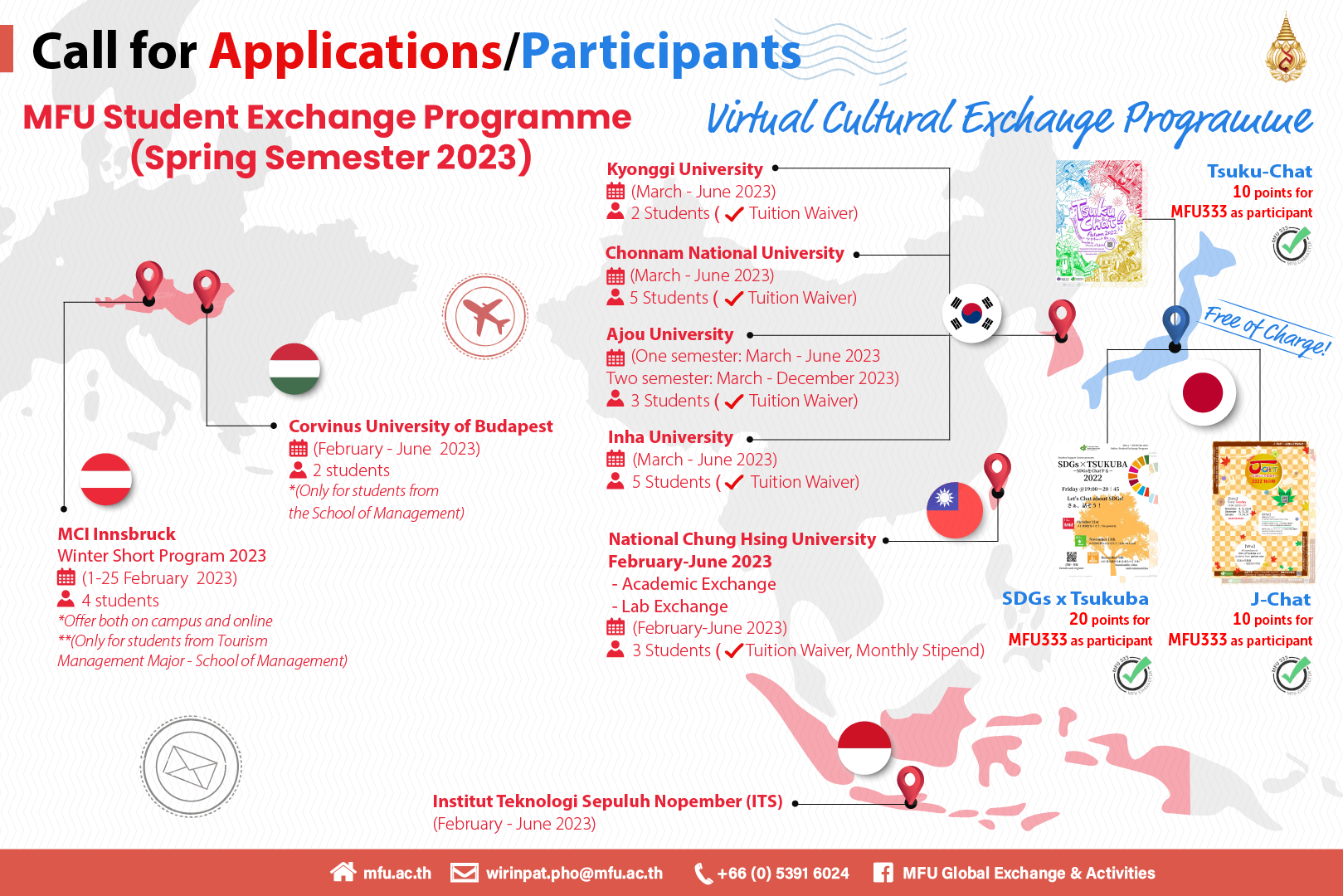 MFU Student Exchange Programme (Spring Semester 2023) & Virtual Cultural Exchange Programmes