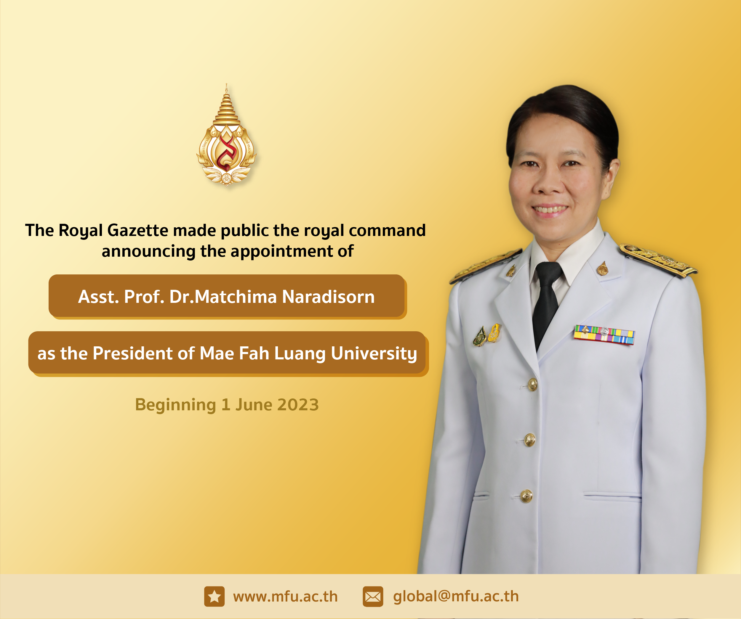 New President of Mae Fah Luang University