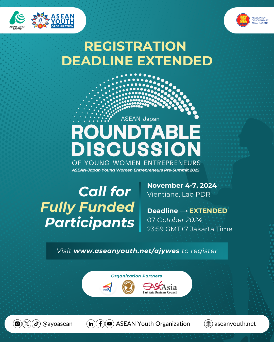 Call for Participants of ASEAN-Japan Roundtable Discussion of Young Women Entrepreneurs 2024