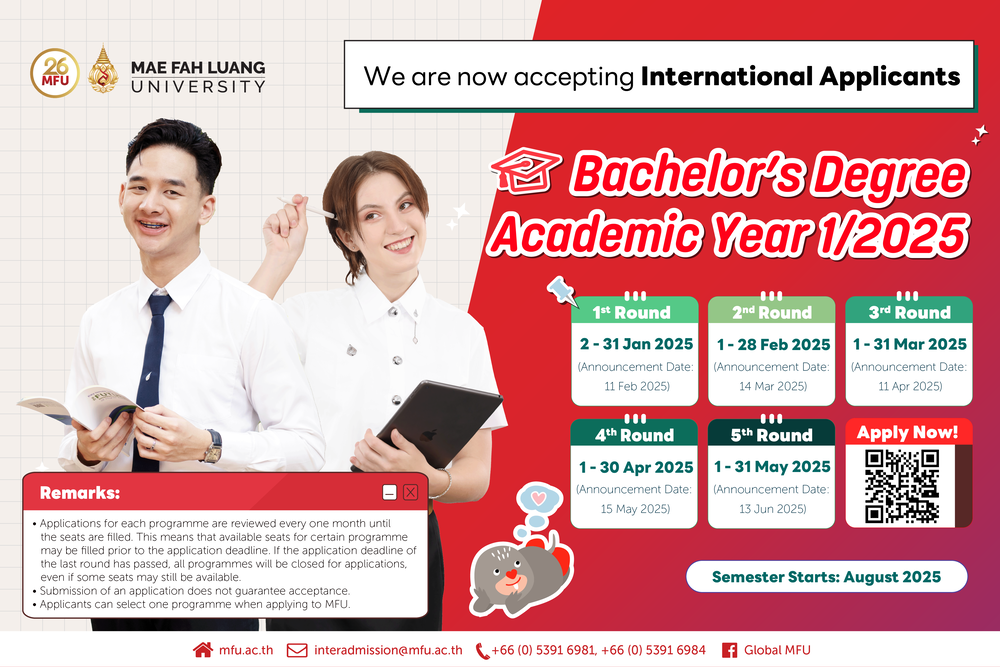 MFU 1/2025 Admission for International Students (Bachelor's Degree)