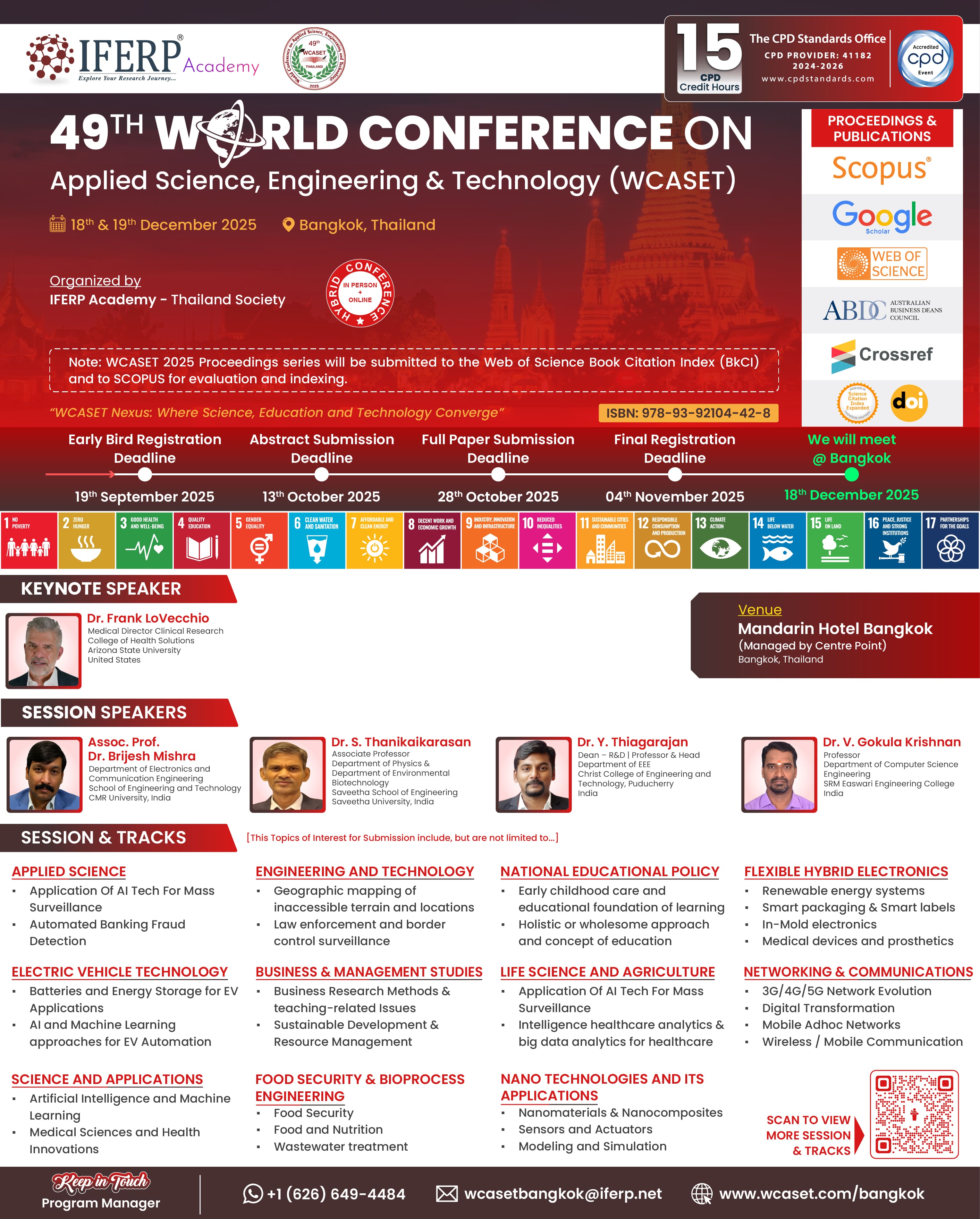 The 49th World Conference on Applied Science, Engineering & Technology (WCASET)