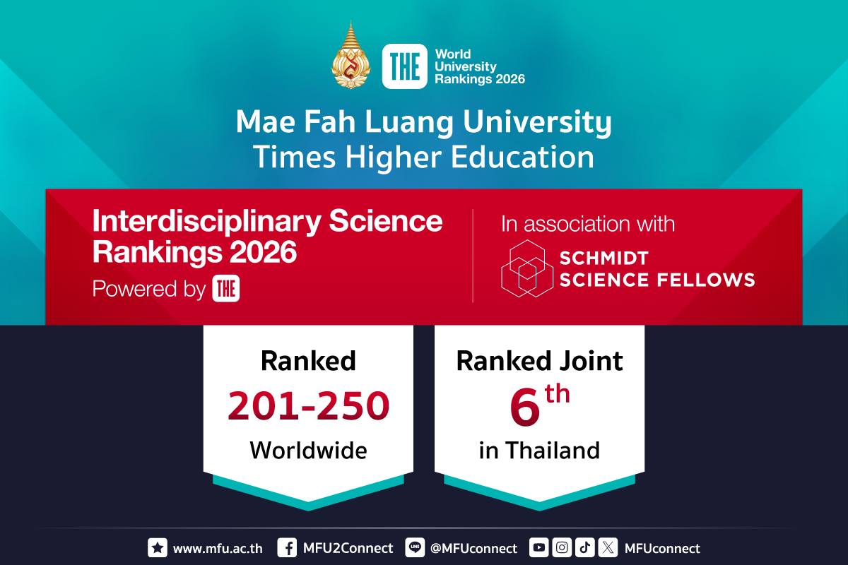 Mae Fah Luang University Reinforces Its Status as a World-Class Research Institution, Ranked 201–250 in the THE Interdisciplinary Science Rankings 2026