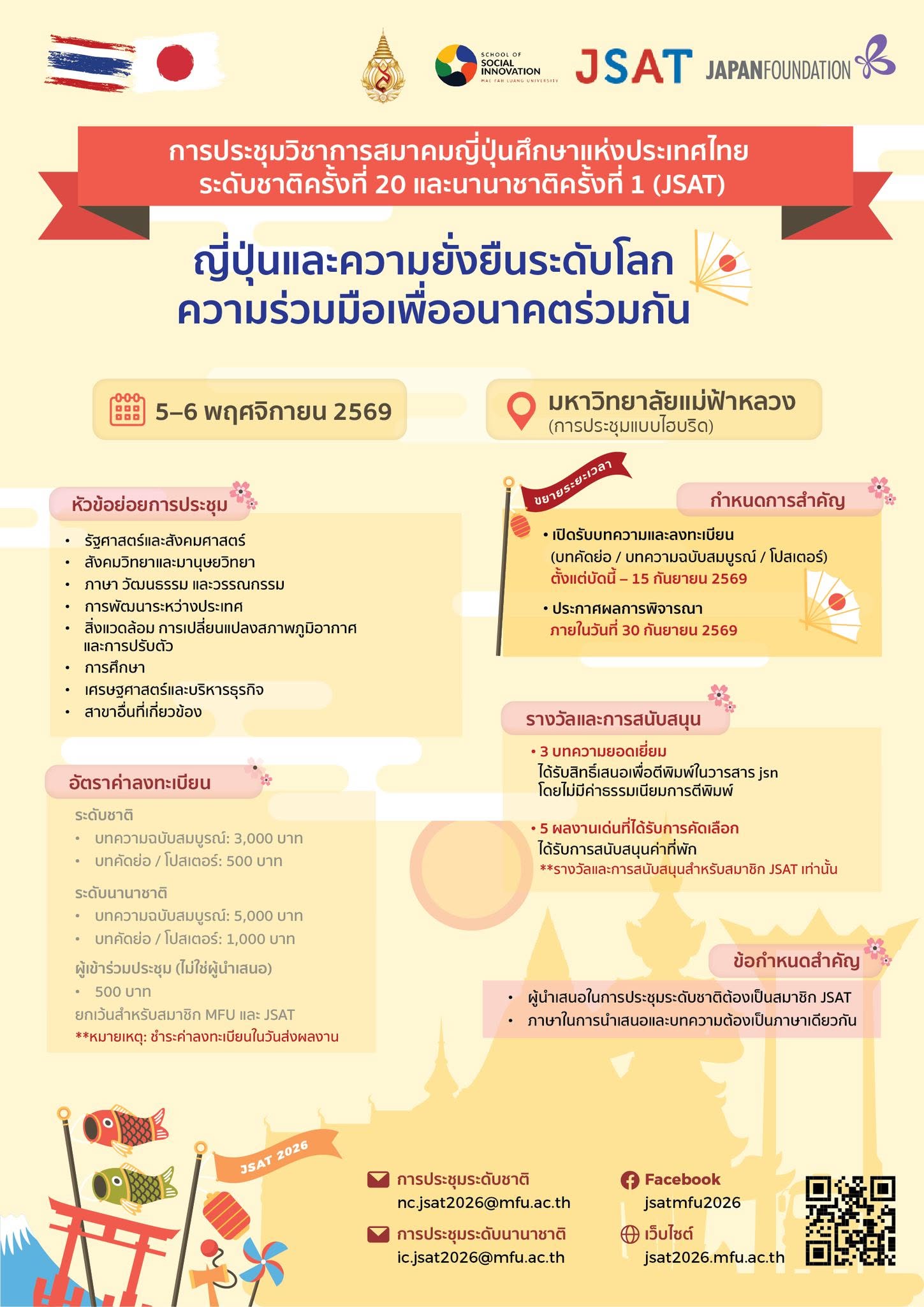 The 20th National and 1st International Conference of the Japanese Studies Association of Thailand (JSAT 2026)