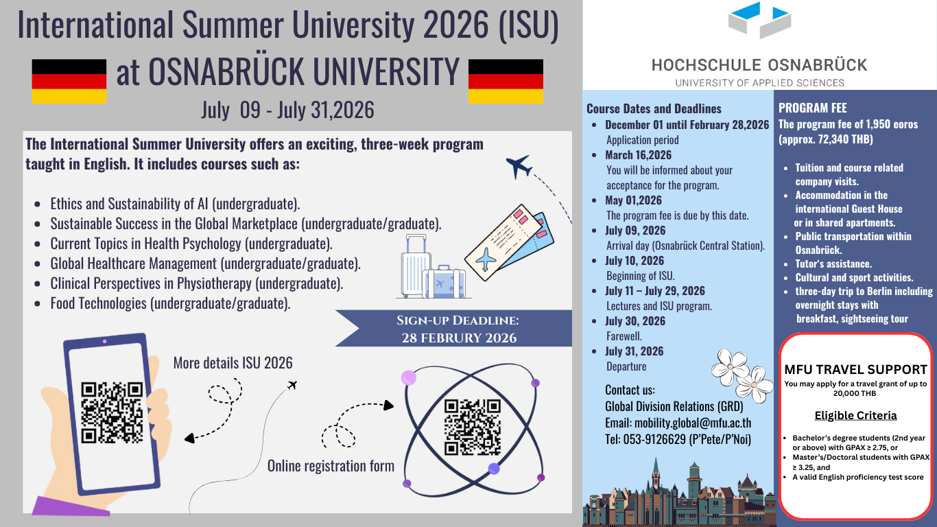 Call for application: International Summer University 2026 (OSNABRÜCK UNIVERSITY OF APPLIED SCIENCES - GERMANY)