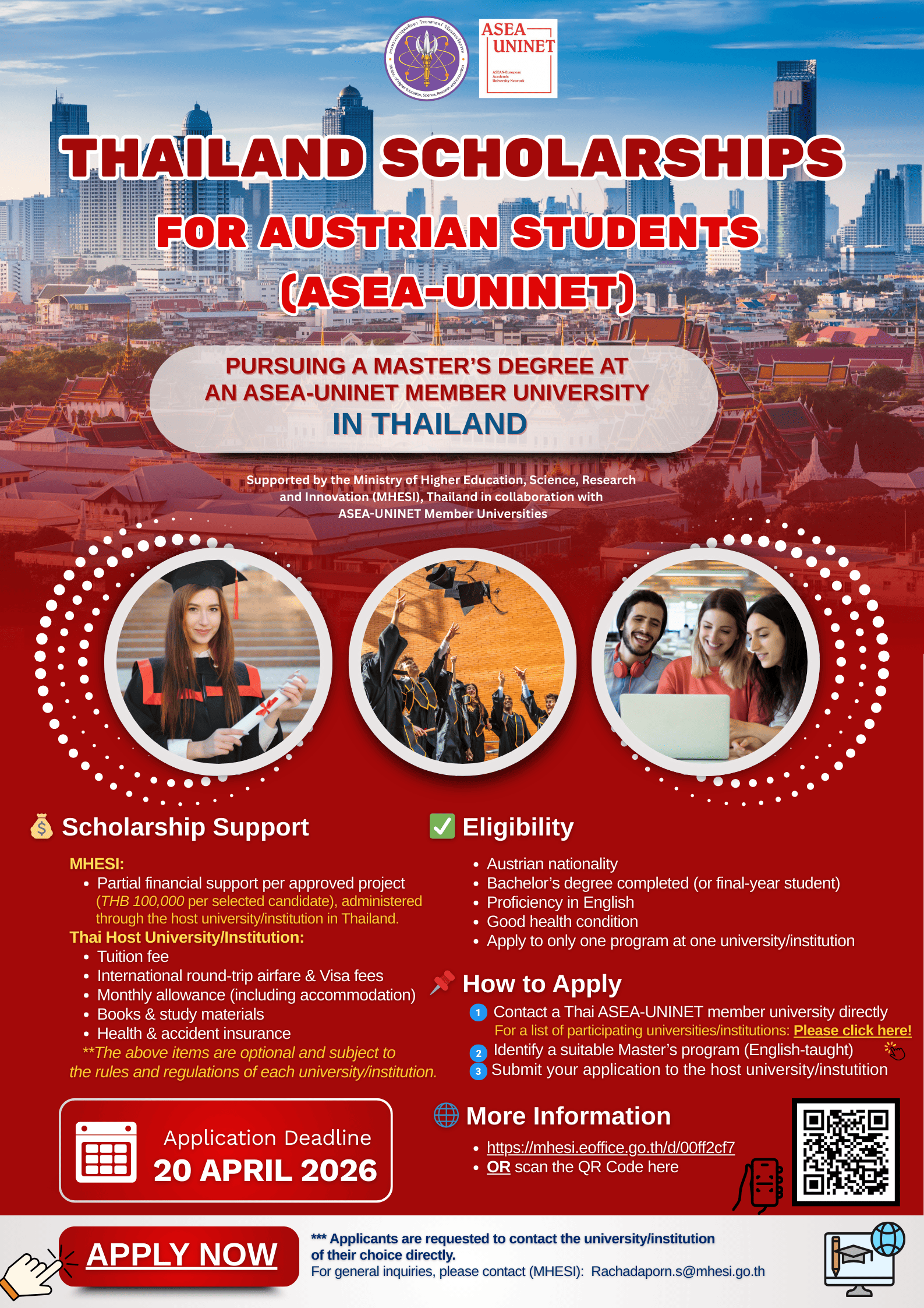 ASEA-UNINET Thailand Scholarships for Austrian students