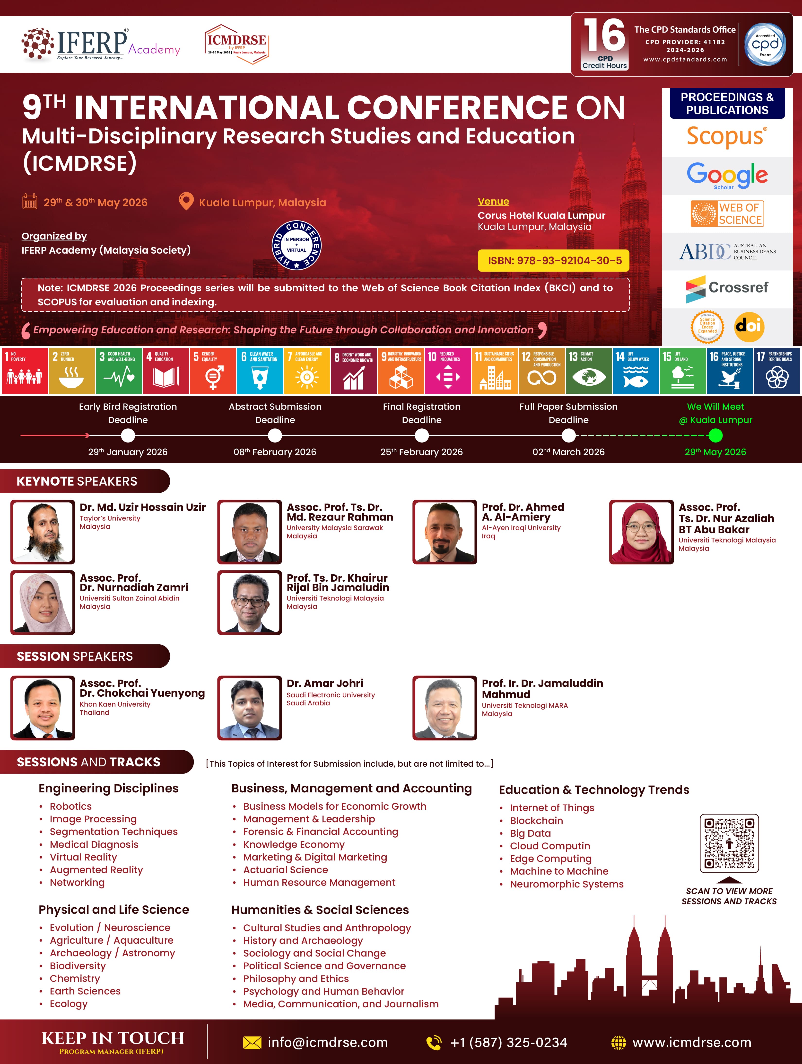 9th International Conference on Multi-Disciplinary Research Studies and Education (ICMDRSE-2026)